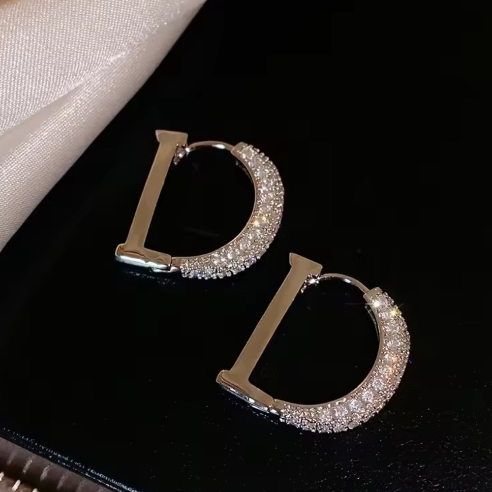 Elegant Silver Crystal Hoop Earrings